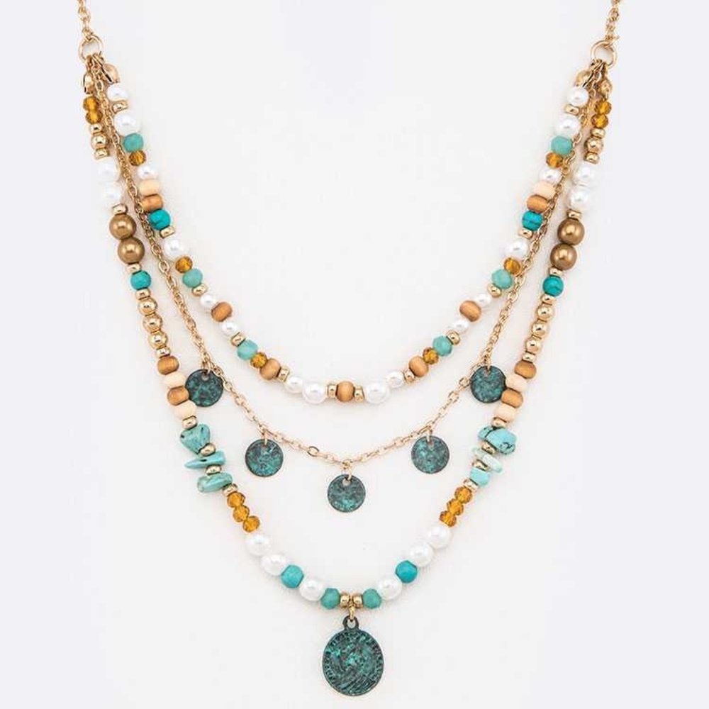 Mixed Beads Layered Necklace Set